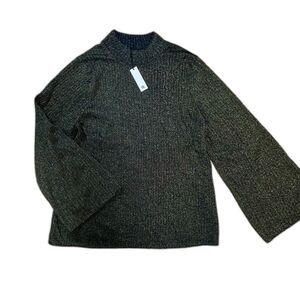 Banana Republic Gold Metallic Mock Neck Ribbed Bell Sleeve Top XXL NWT